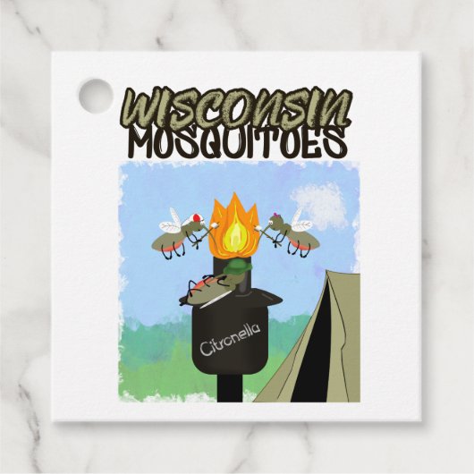 ウィスコンシンの蚊の漫画 – ティキによるキャンプ フェイバータグ (正面)