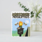 ウィスコンシンの蚊の漫画 – ティキによるキャンプ ポストカード (スタンド正面)