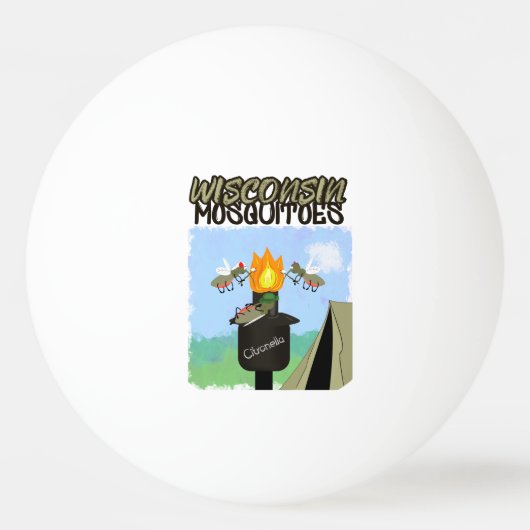 ウィスコンシンの蚊の漫画 – ティキによるキャンプ 卓球ボール (正面)