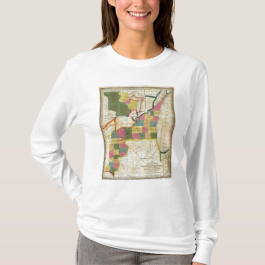 ウィスコンシンの解決された領域の地図 Tシャツ (正面)