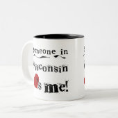 ウィスコンシンの誰かは私を愛します ツートーンマグカップ (正面左)