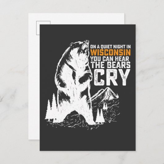 ウィスコンシンの静かな夜にはクマの鳴き声が聞こえる インビテーションポストカード (正面/裏面)