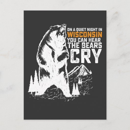 ウィスコンシンの静かな夜にはクマの鳴き声が聞こえる インビテーションポストカード (正面)