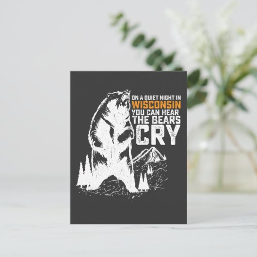ウィスコンシンの静かな夜にはクマの鳴き声が聞こえる インビテーションポストカード (スタンド正面)