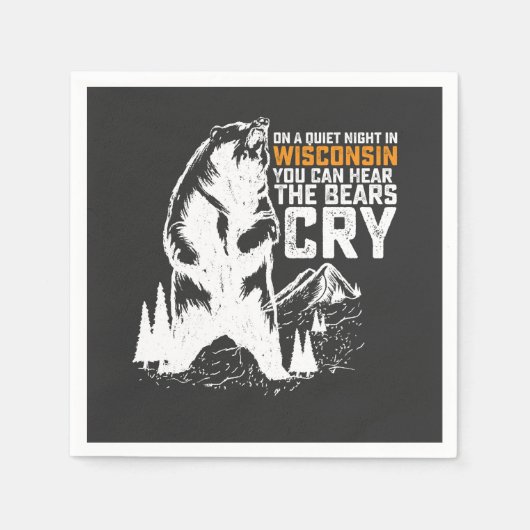 ウィスコンシンの静かな夜にはクマの鳴き声が聞こえる スタンダードカクテルナプキン (正面)