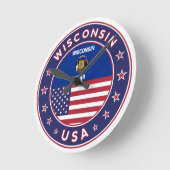 ウィスコンシンのTシャツ ラウンド壁時計 (傾斜)