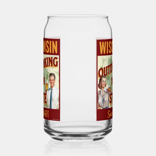 ウィスコンシンは1848年以来あなたの州を飲み干す ガラス缶 (右)