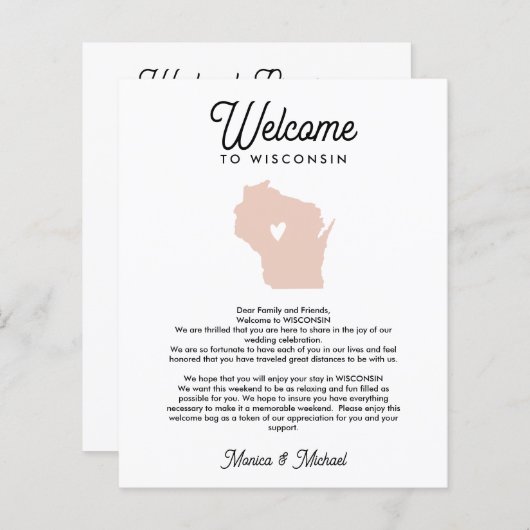 ウィスコンシンウェルカムレターの旅程ANY COLOR (正面/裏面)