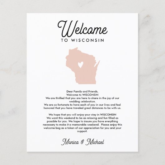 ウィスコンシンウェルカムレターの旅程ANY COLOR (正面)