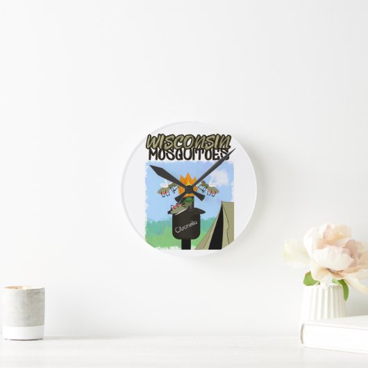 ウィスコンシンカトゥーンキャンピングバイティキ ラウンド壁時計 (ホーム)