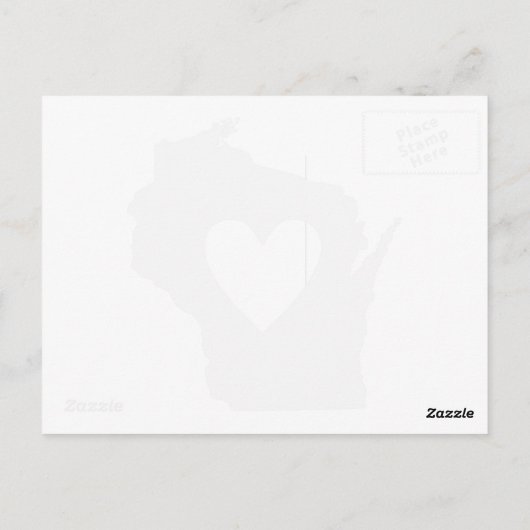 ウィスコンシングレー州マップシェイプ(ハート切り出し) ポストカード (裏面)