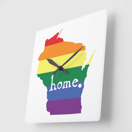 ウィスコンシンゲイプライド |ホームの地図 スクエア壁時計 (傾斜)