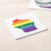 ウィスコンシンゲイプライド|ホームマップ スクエアペーパーコースター (アングル)