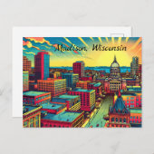 ウィスコンシンシティスカイラインのマディソン ポストカード (正面/裏面)