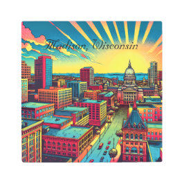 ウィスコンシンシティスカイラインのマディソン メタルプリント