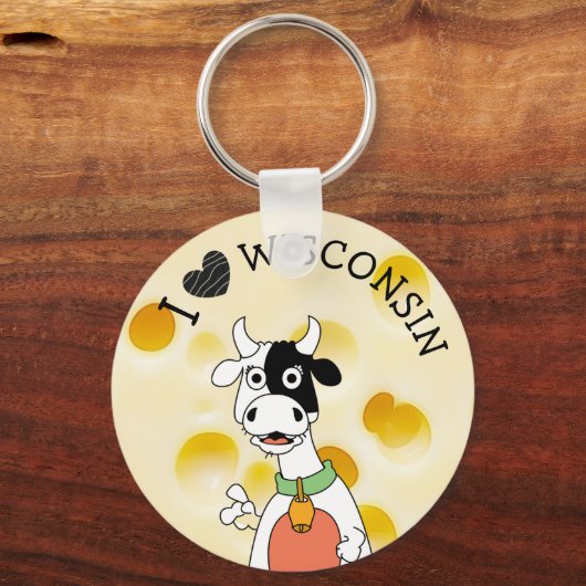 ウィスコンシンスイスチーズと牛キーチェーンが大好き キーホルダー (正面)