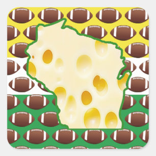 ウィスコンシンスイスチーズヘッドサッカーステッカー スクエアシール