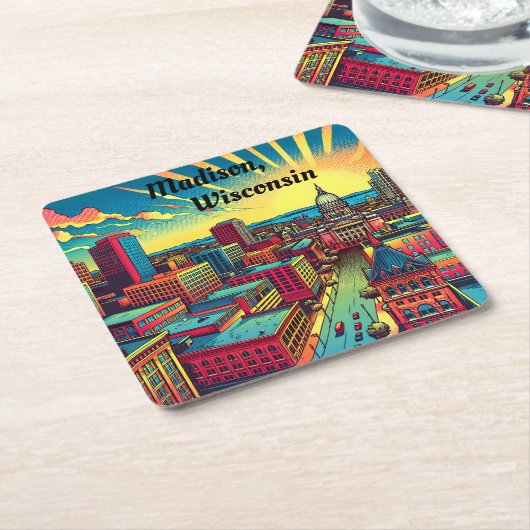 ウィスコンシンスカイラインのマディソン スクエアペーパーコースター (アングル)