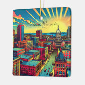 ウィスコンシンスカイラインのマディソン セラミックオーナメント (左)