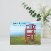 ウィスコンシンテニーパークレッドライフガードチェア、マディソン ポストカード (スタンド正面)