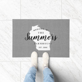 ウィスコンシンファミリーモノグラム州doormat ドアマット