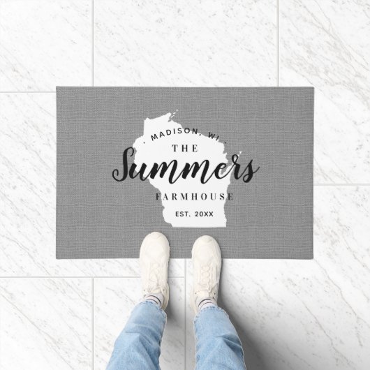 ウィスコンシンファミリーモノグラム州doormat ドアマット (室内)