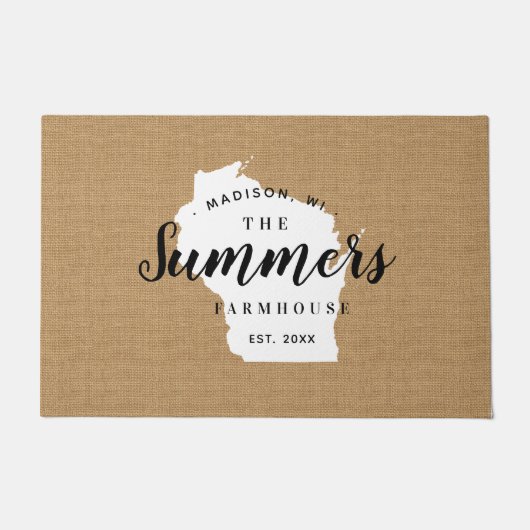 ウィスコンシンファミリーモノグラム州doormat ドアマット (正面)