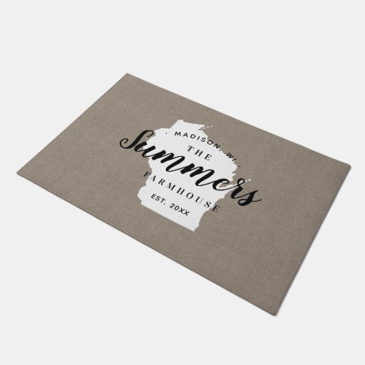 ウィスコンシンファミリーモノグラム州doormat ドアマット (アングル)