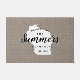 ウィスコンシンファミリーモノグラム州doormat ドアマット