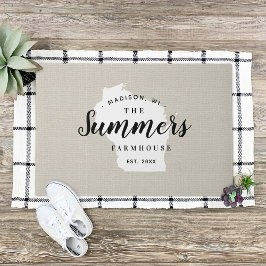 ウィスコンシンファミリーモノグラム州doormat ドアマット