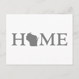 ウィスコンシンホーム州型文字グレーワードアート ポストカード