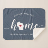 ウィスコンシンホーム州 パーソナライズされた シェルパブランケット (正面(横))