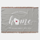 ウィスコンシンホーム州 パーソナライズされた スローブランケット (正面)