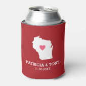 ウィスコンシンマップホーム州ラブとオプションハート 缶クーラー (缶正面)