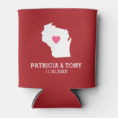 ウィスコンシンマップホーム州ラブとオプションハート 缶クーラー (正面)