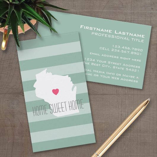 ウィスコンシンマップホーム州ラブカスタムズハート 名刺