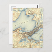 ウィスコンシンマディソンヴィンテージマップ ポストカード (正面/裏面)