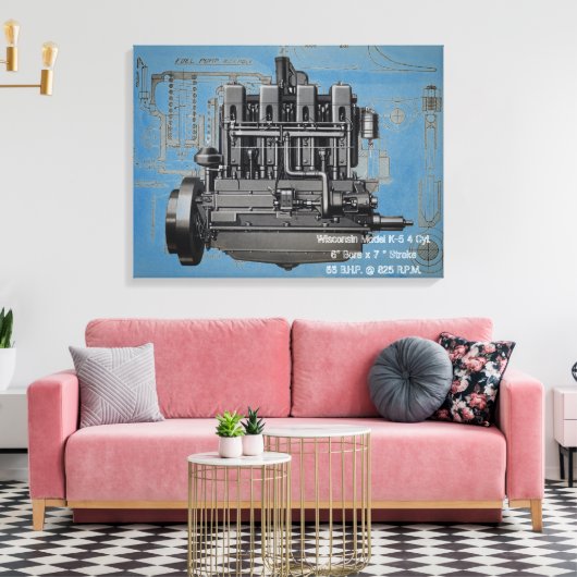 ウィスコンシンモーターミルウォーキーウィスコンシンエンジンアーリーK キャンバスプリント (インサイチュ (リビング))