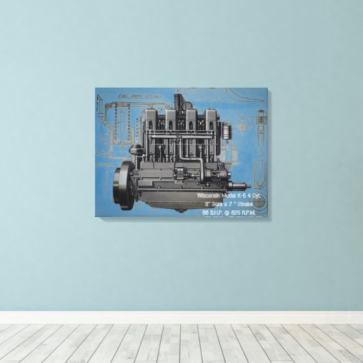 ウィスコンシンモーターミルウォーキーウィスコンシンエンジンアーリーK キャンバスプリント (インサイチュ (ウッドフロア))