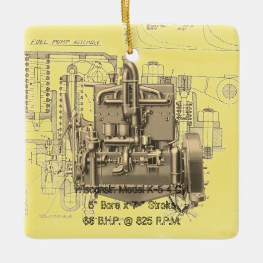 ウィスコンシンモーターミルウォーキーウィスコンシンエンジンアーリーK セラミックオーナメント (正面)