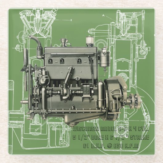 ウィスコンシンモーターミルウォーキーウィスコンシンガスエンジンB-3 ガラスコースター (正面)