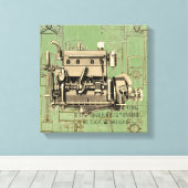 ウィスコンシンモーターミルウォーキーウィスコンシンガスエンジンB-3 キャンバスプリント (インサイチュ (ウッドフロア))