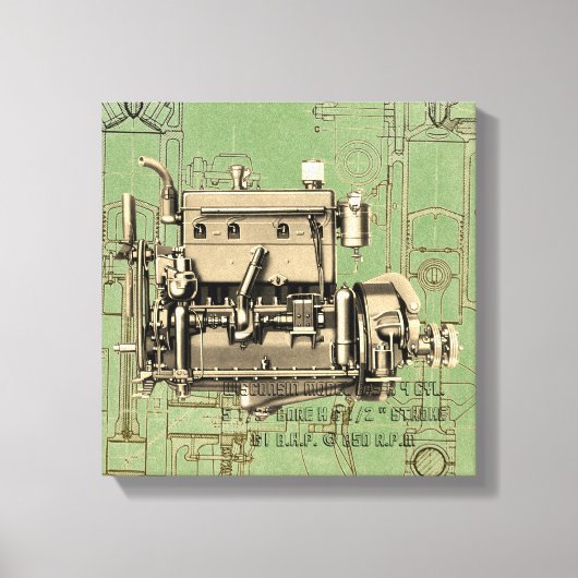 ウィスコンシンモーターミルウォーキーウィスコンシンガスエンジンB-3 キャンバスプリント (正面)