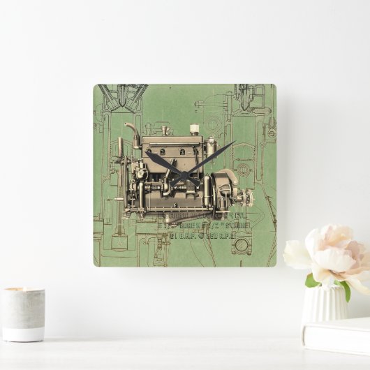 ウィスコンシンモーターミルウォーキーウィスコンシンガスエンジンB-3 スクエア壁時計 (ホーム)