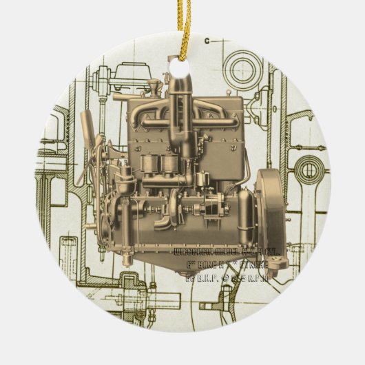 ウィスコンシンモーターミルウォーキーウィスコンシンガスエンジンK5 セラミックオーナメント (正面)