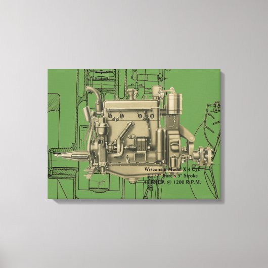 ウィスコンシンモーターミルウォーキーウィスコンシンガスエンジンX キャンバスプリント (正面)