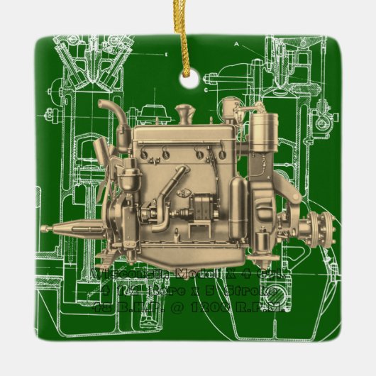 ウィスコンシンモーターミルウォーキーウィスコンシンガスエンジンX セラミックオーナメント (正面)