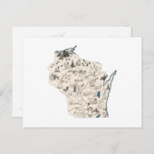 ウィスコンシンヴィンテージ写真マップアンティーク州図 ポストカード (正面/裏面)