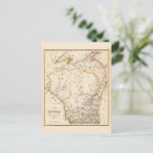 ウィスコンシンヴィンテージ1852年の地図 ポストカード (スタンド正面)