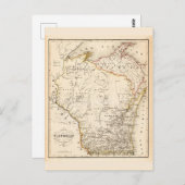 ウィスコンシンヴィンテージ1852年の地図 ポストカード (正面/裏面)